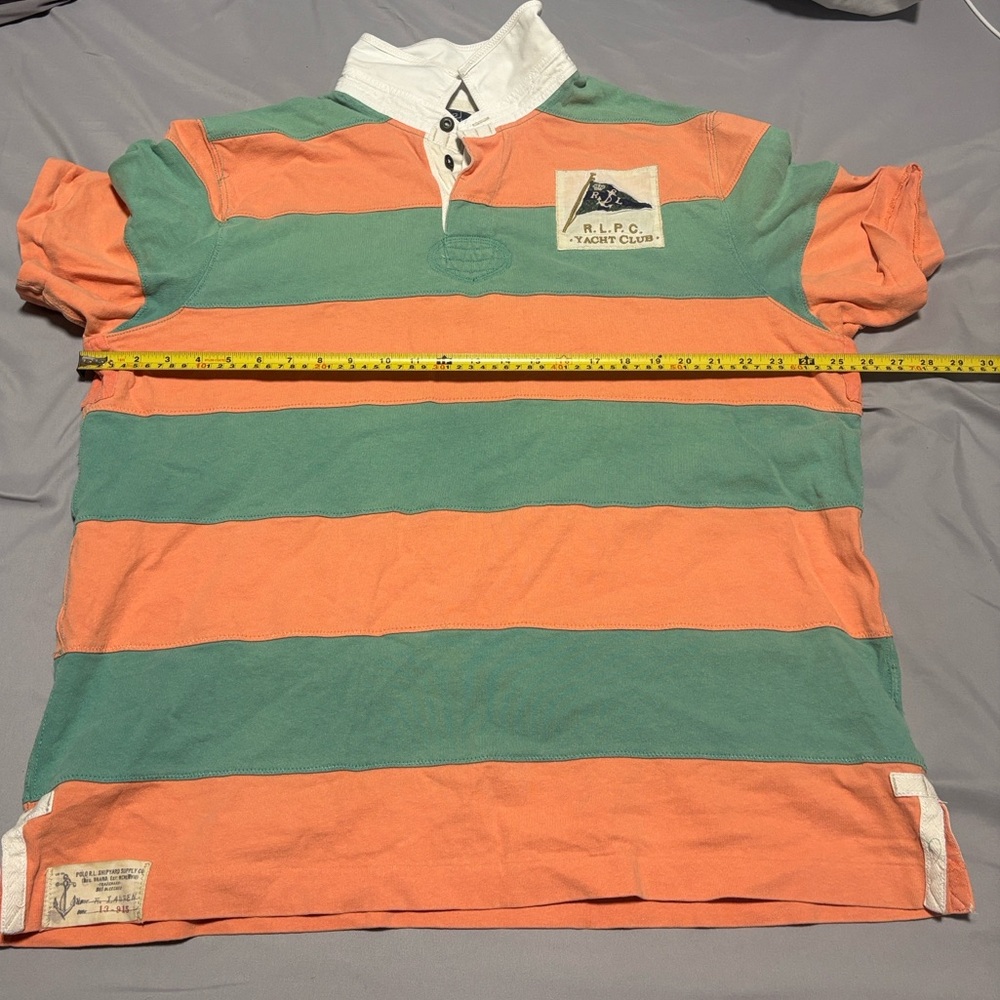 Polo by Ralph Lauren Orange and Green Rugby Shirt